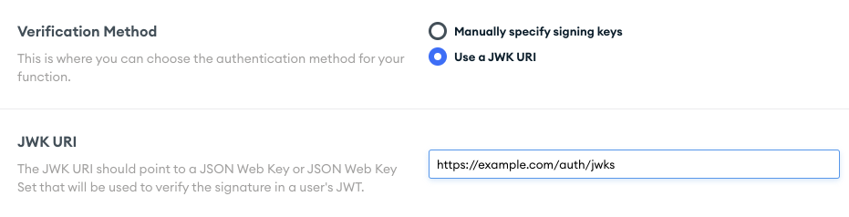 The JWKS URI input