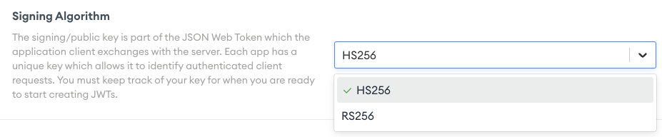 The Signing Keys configuration inputs