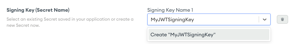 The Signing Keys configuration inputs
